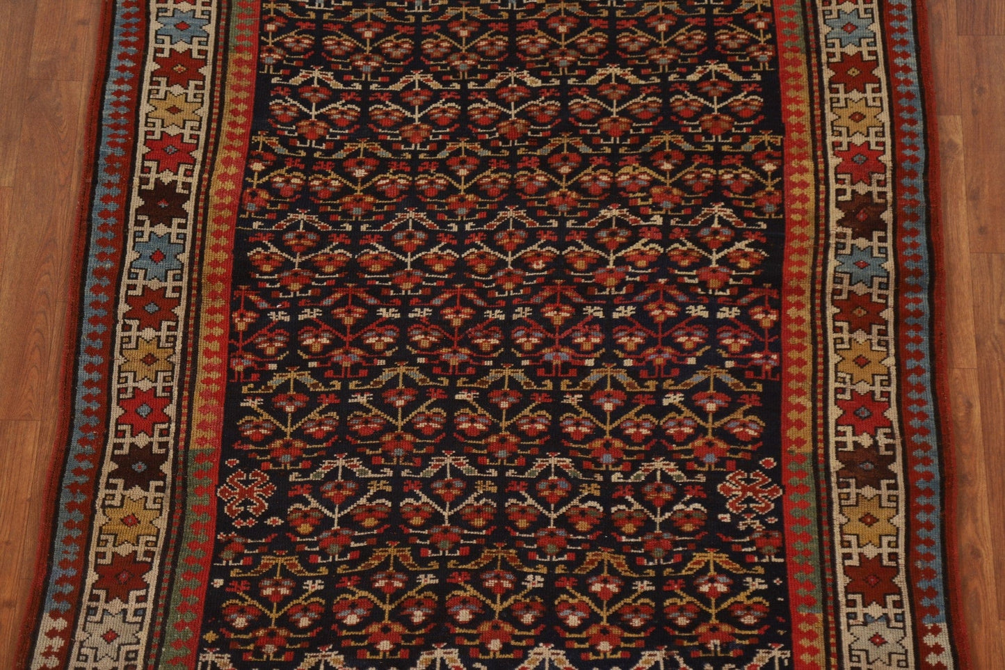 Pre-1900 Antique Vegetable Dye Kazak Oriental Rug 4x9