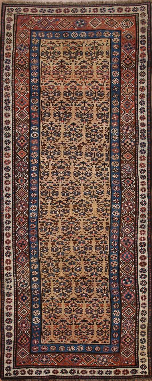 Antique Pre-1900 100% Vegetable Dye Malayer Persian Runner Rug 4x9