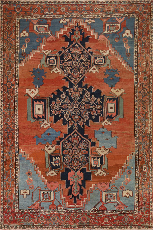 Pre-1900 Antique Vegetable Dye Heriz Serapi Persian Area Rug 9x11