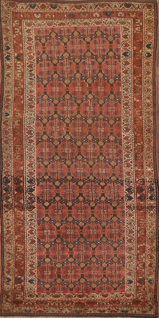 Pre-1900 Antique Vegetable Dye Malayer Persian Area Rug 4x8