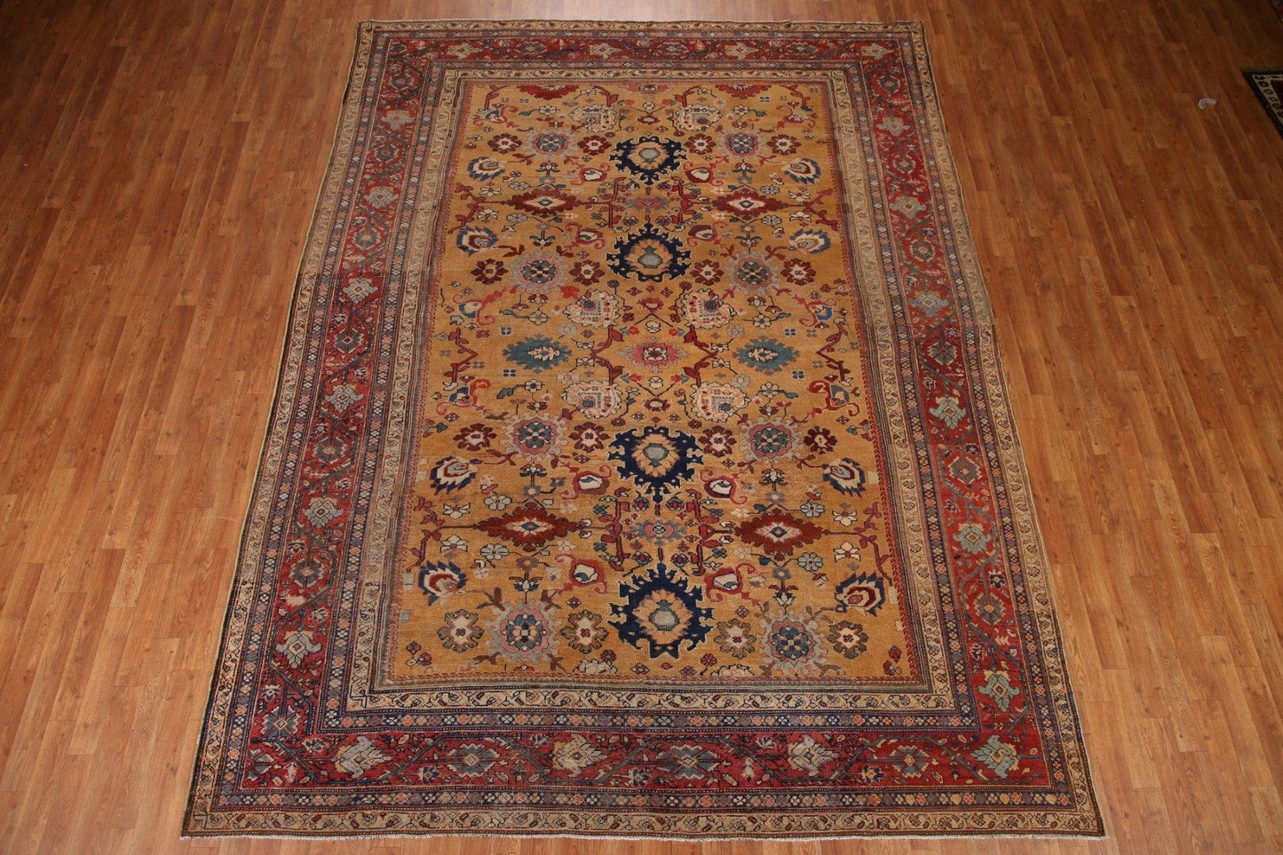 Vegetable Dye Pre-1900 Antique Sultanabad Persian Area Rug 9x12