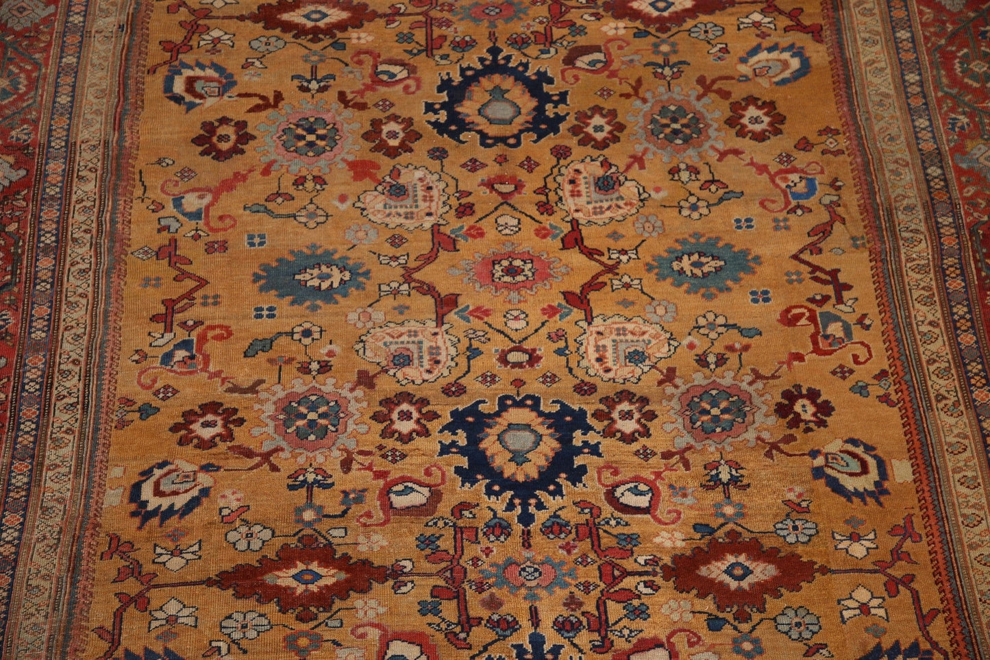 Vegetable Dye Pre-1900 Antique Sultanabad Persian Area Rug 9x12