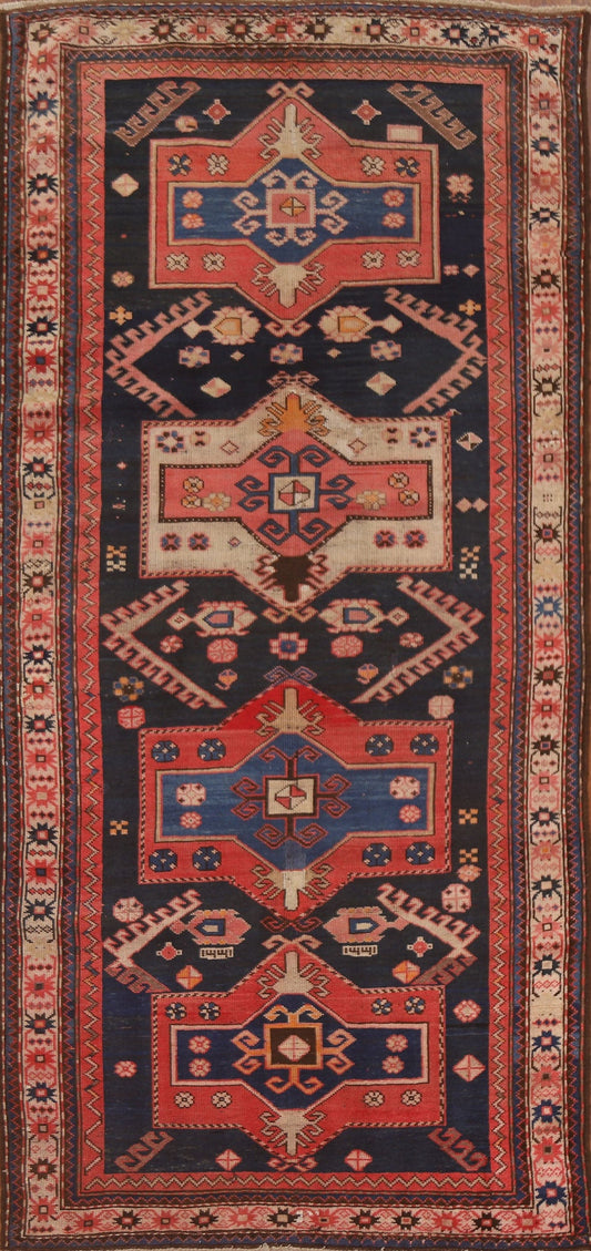 Pre-1900 Antique Vegetable Dye Kazak Wool Area Rug 4x8