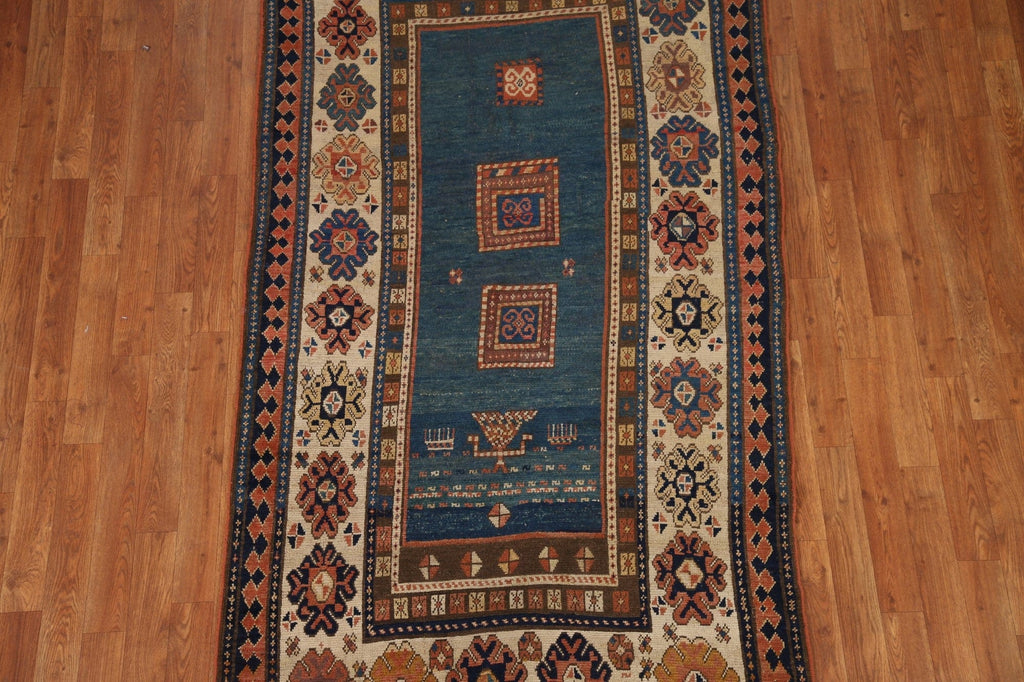 Pre-1900 Antique Vegetable Dye Kazak Oriental Area Rug 4x7