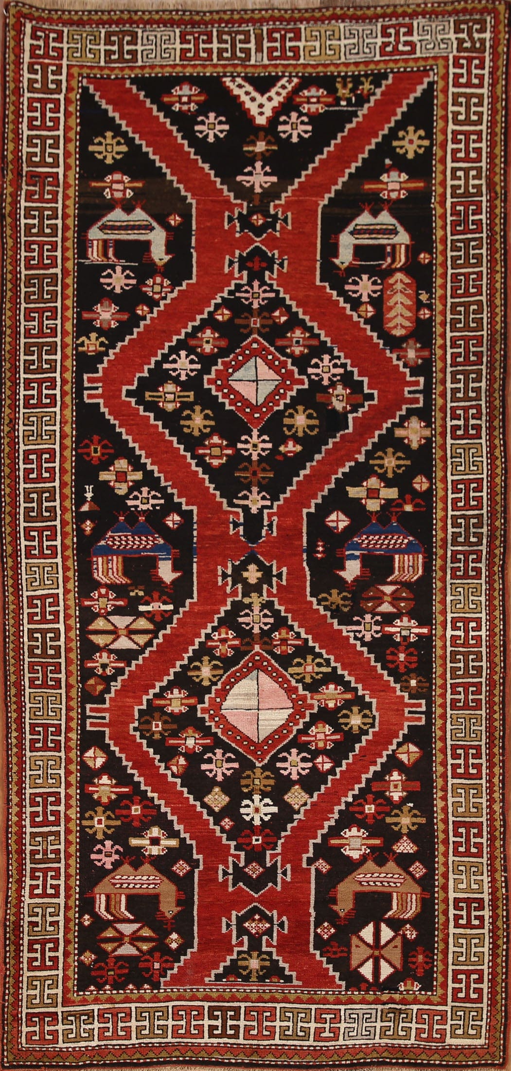 100% Vegetable Dye Antique Shirvan Oriental Area Rug 4x8