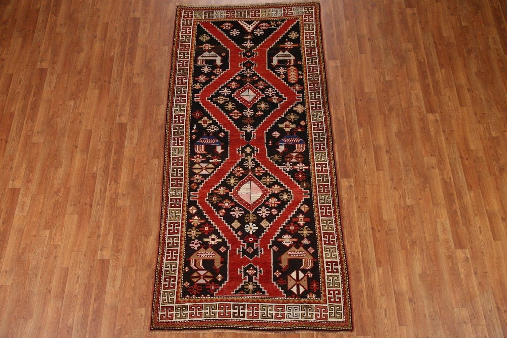 100% Vegetable Dye Antique Shirvan Oriental Area Rug 4x8