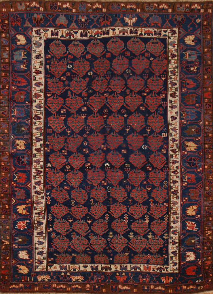 Pre-1900 Antique Vegetable Dye Kazak Oriental Area Rug 5x7