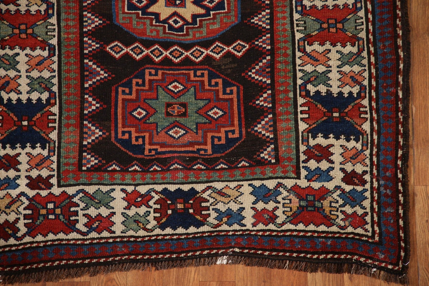 Pre-1900 Antique Vegetable Dye Kazak Wool Runner Rug 4x12