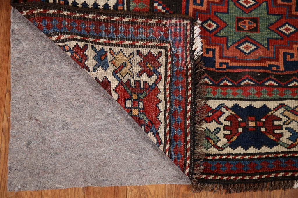 Pre-1900 Antique Vegetable Dye Kazak Wool Runner Rug 4x12