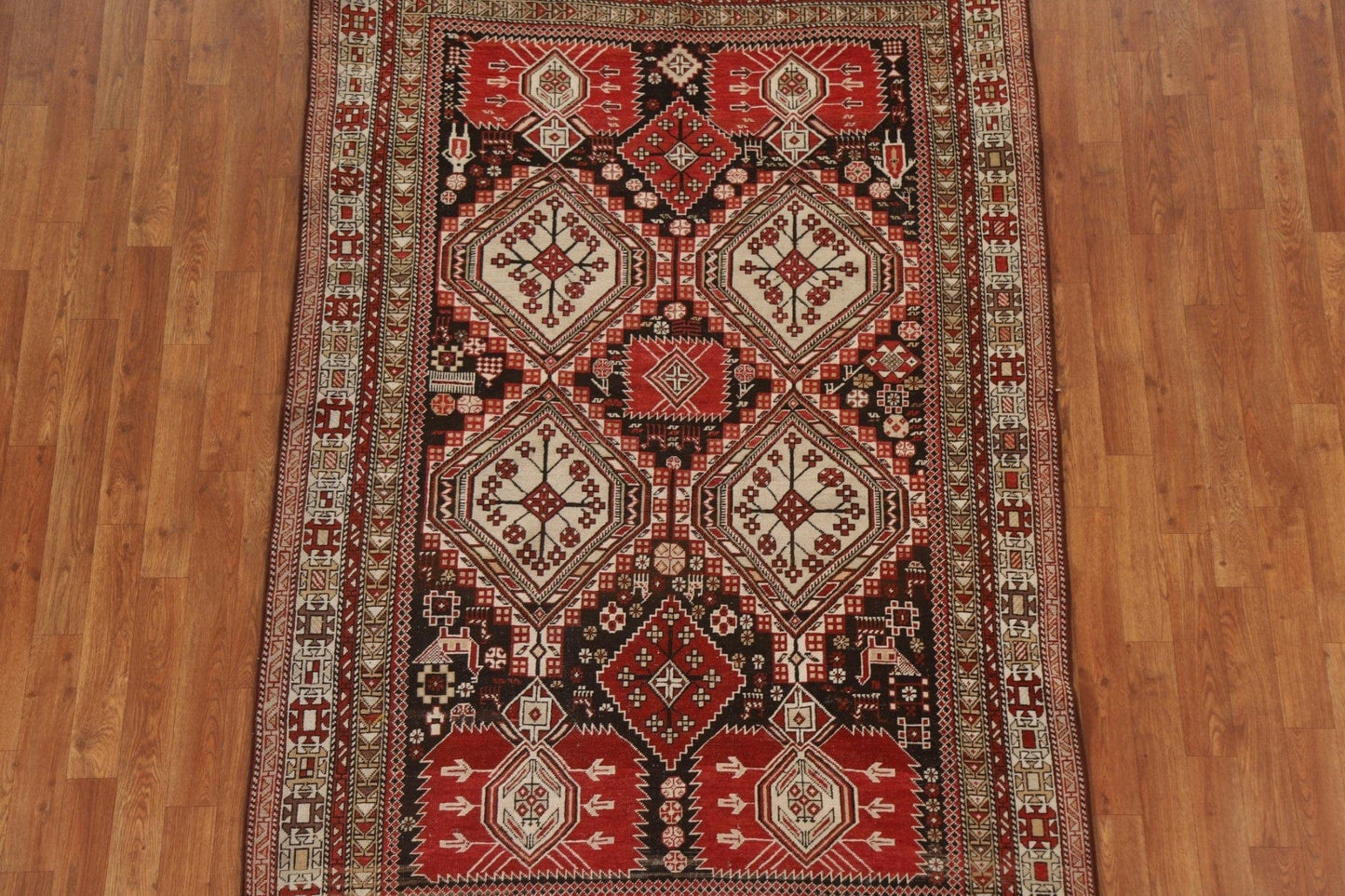 Pre-1900 Antique Vegetable Dye Shirvan Wool Area Rug 5x7