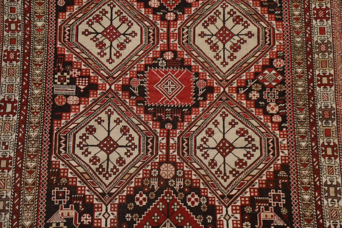 Pre-1900 Antique Vegetable Dye Shirvan Wool Area Rug 5x7