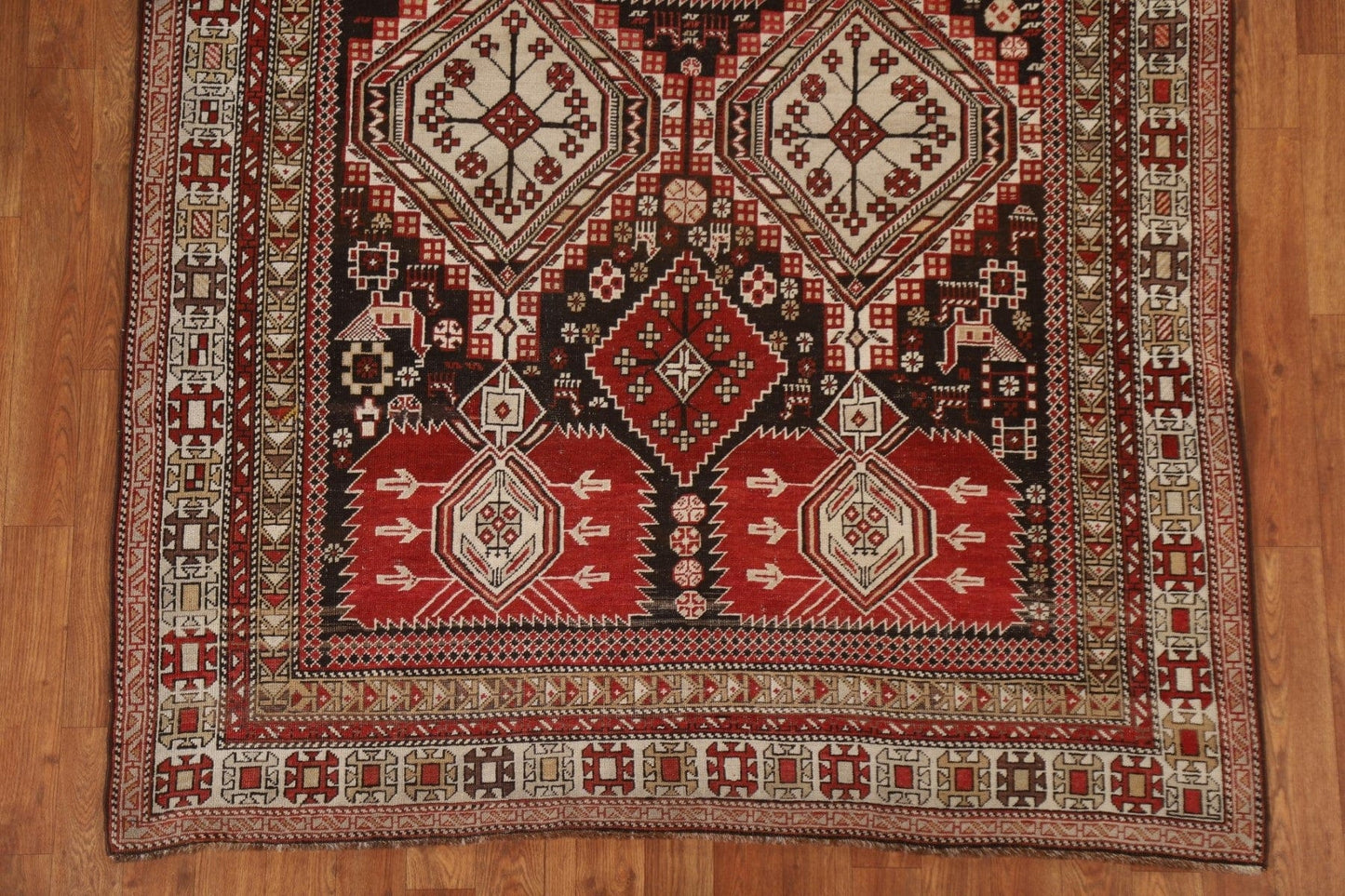 Pre-1900 Antique Vegetable Dye Shirvan Wool Area Rug 5x7