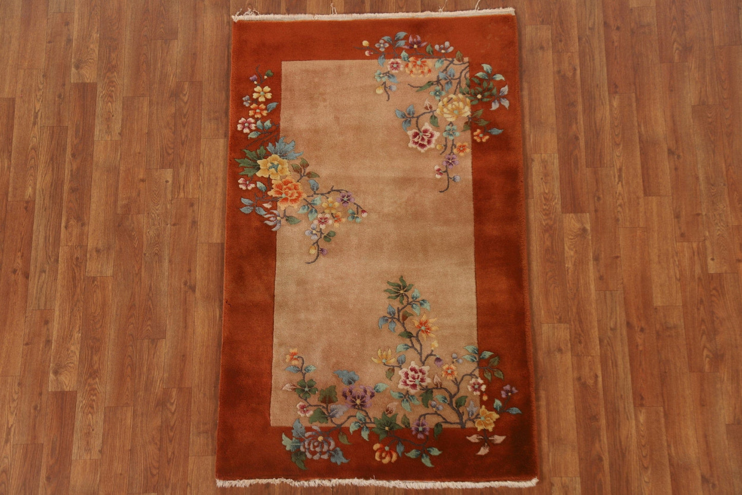 Vegetable Dye Art Deco Oriental Area Rug 3x5