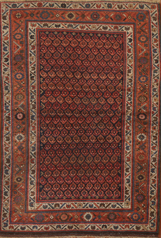 Pre-1900 Antique Vegetable Dye Malayer Persian Area Rug 4x6