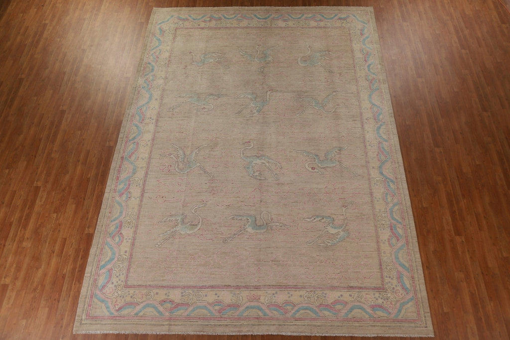 Vegetable Dye Art Deco Wool Large Area Rug 10x14