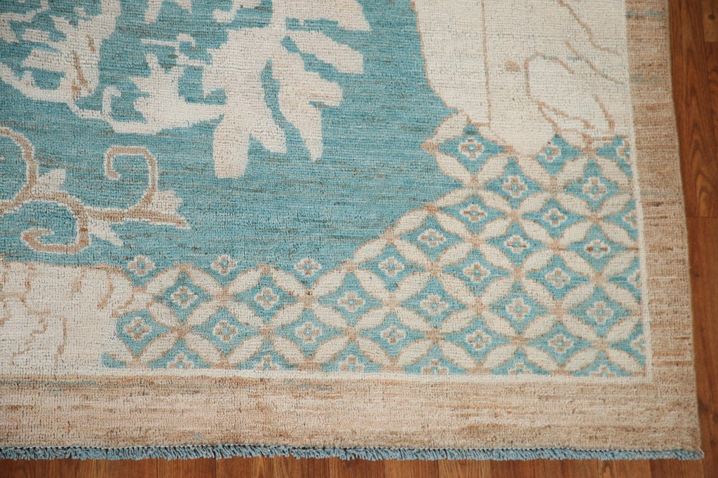 Vegetable Dye Turquoise Oushak Turkish Area Rug 9x12