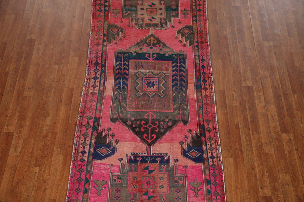 Handmade Pink Ardebil Persian Runner Rug 4x11