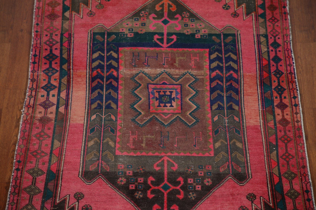 Handmade Pink Ardebil Persian Runner Rug 4x11