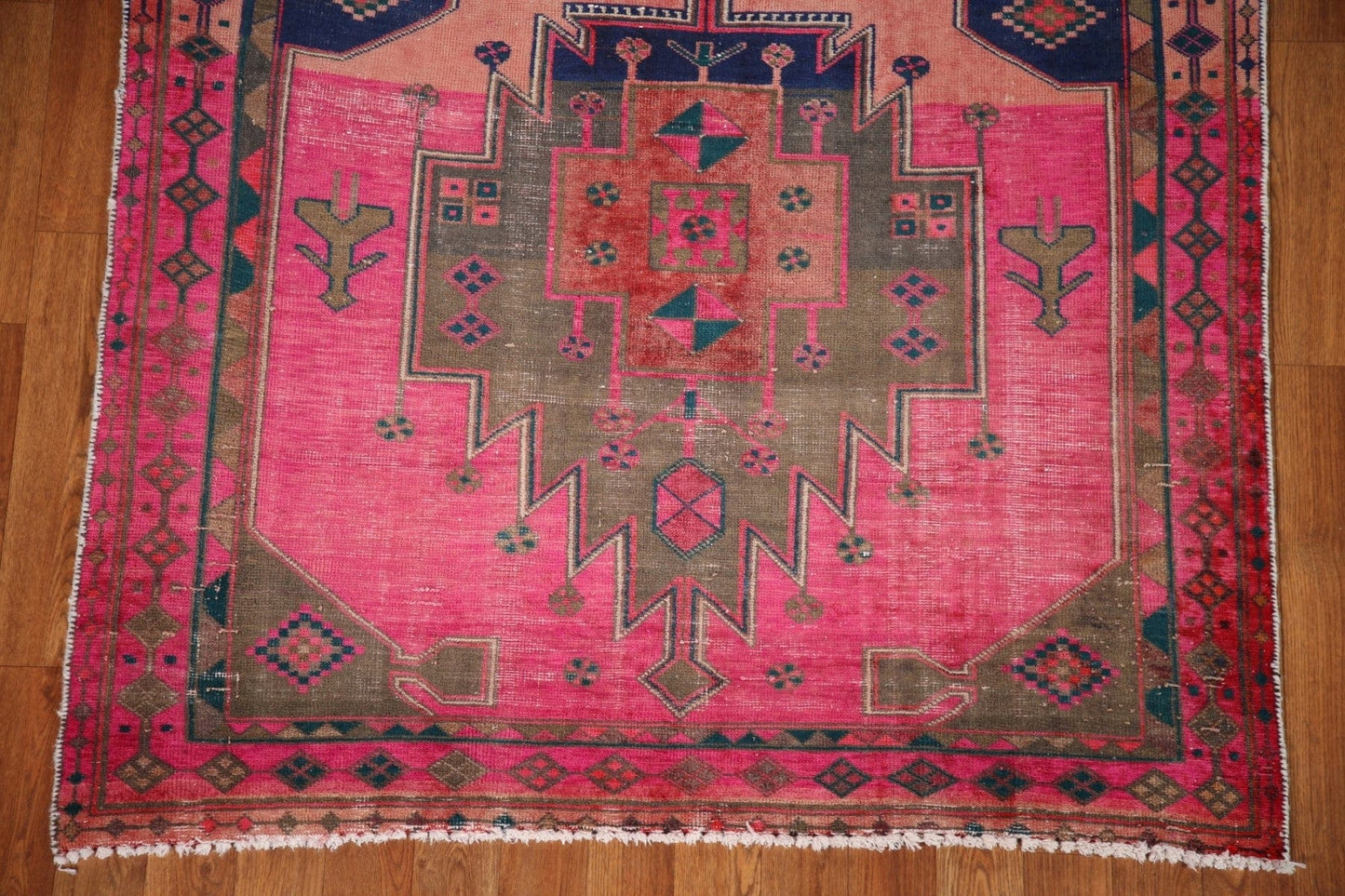 Handmade Pink Ardebil Persian Runner Rug 4x11