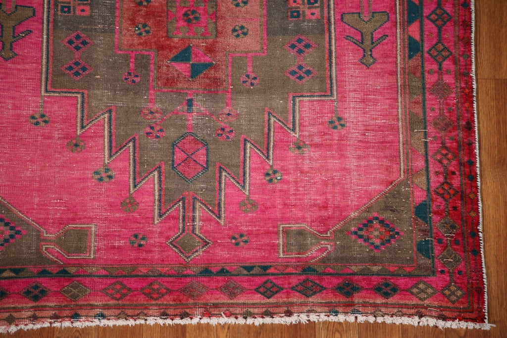 Handmade Pink Ardebil Persian Runner Rug 4x11