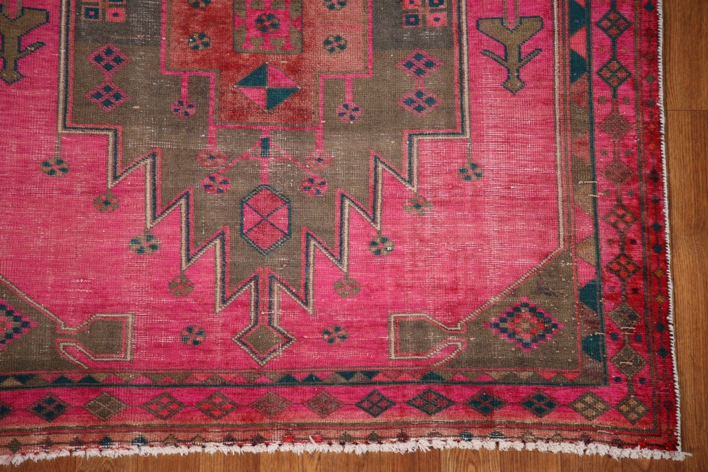 Handmade Pink Ardebil Persian Runner Rug 4x11