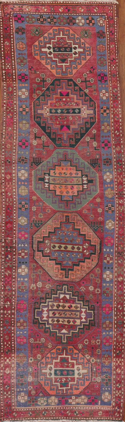 Geometric Bakhtiari Persian Runner Rug 4x13