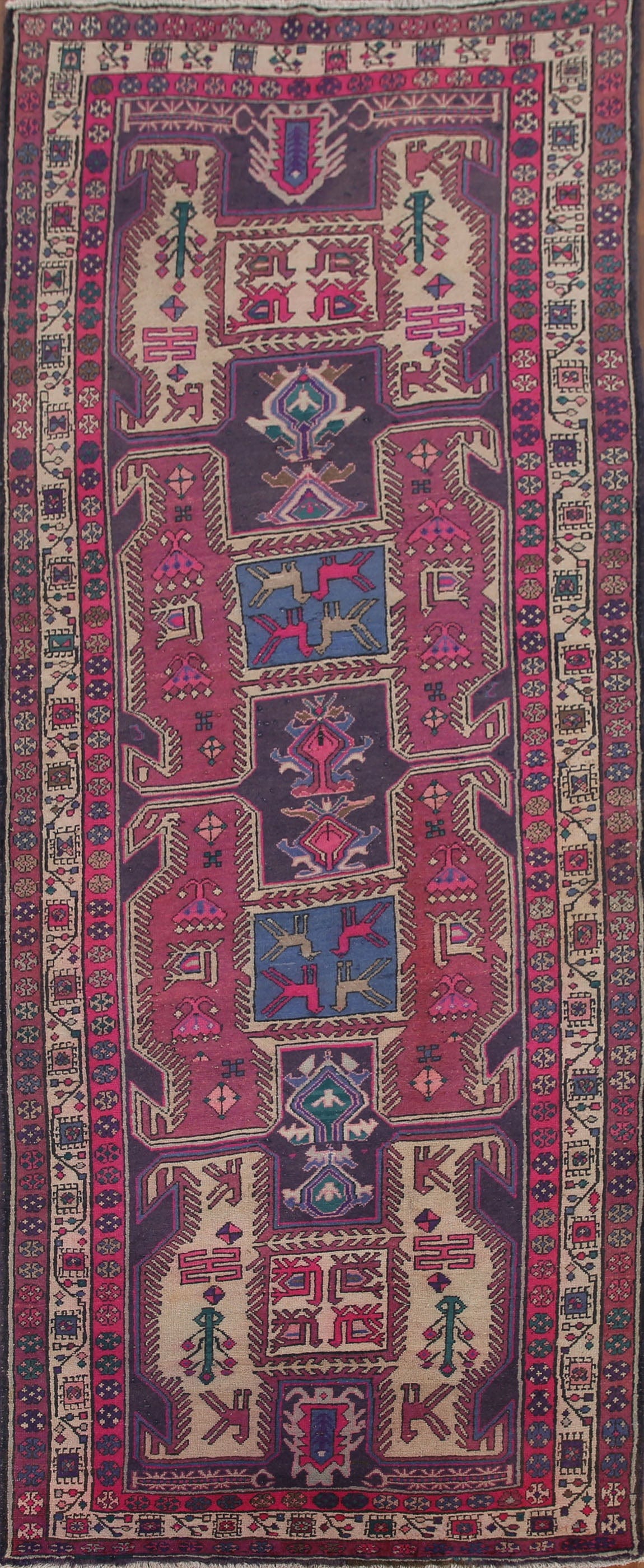 Handmade Meshkin Persian Runner Rug 4x10