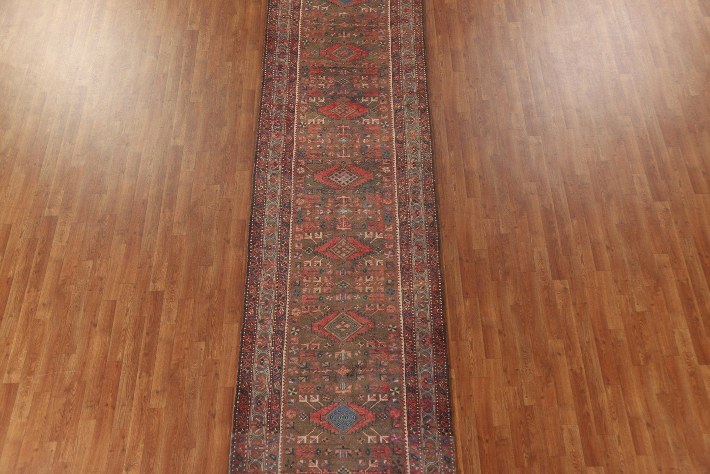 Geometric Heriz Persian Runner Rug 4x14