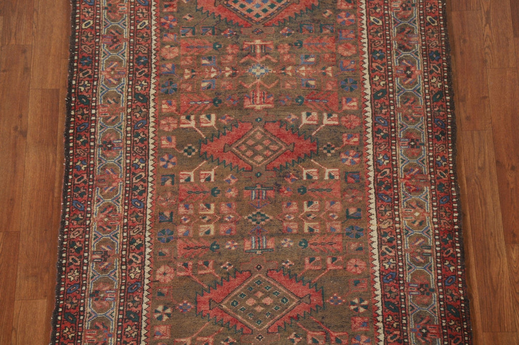 Geometric Heriz Persian Runner Rug 4x14