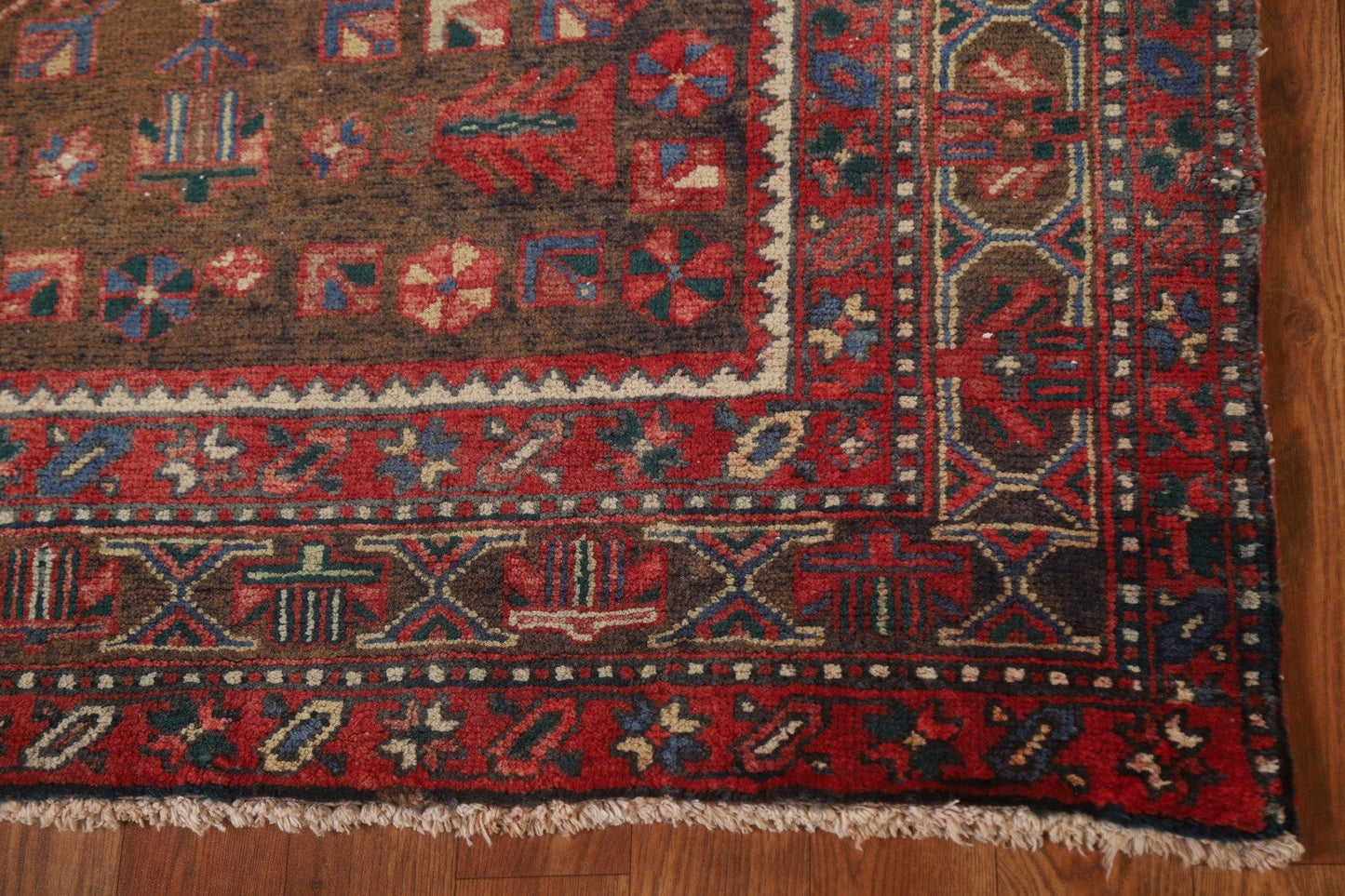 Geometric Heriz Persian Runner Rug 4x14