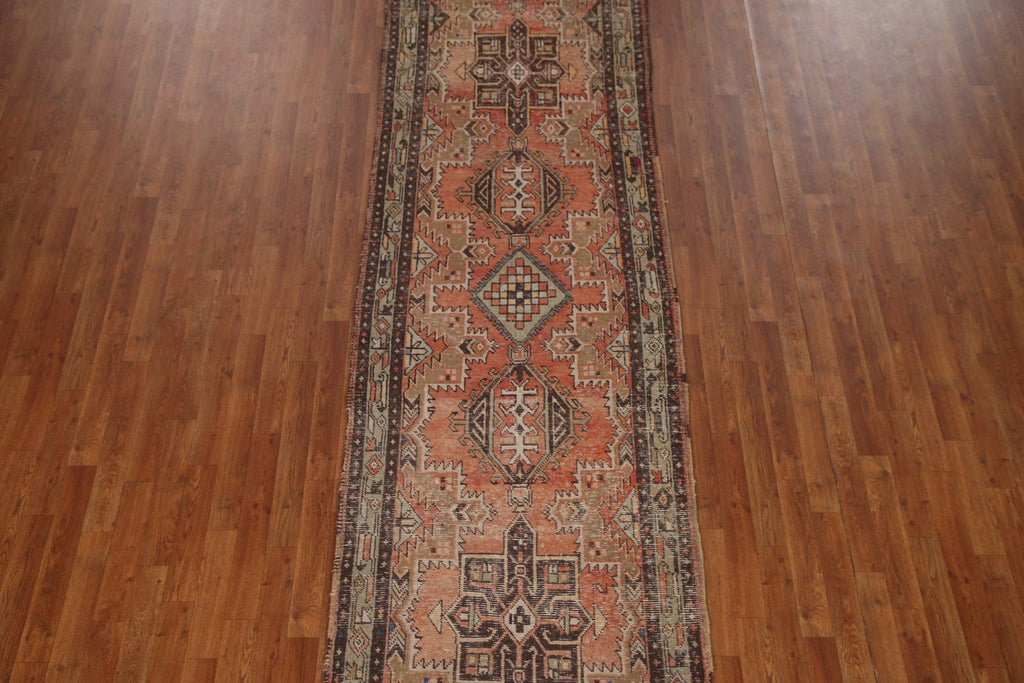 Geometric Heriz Persian Runner Rug 3x13