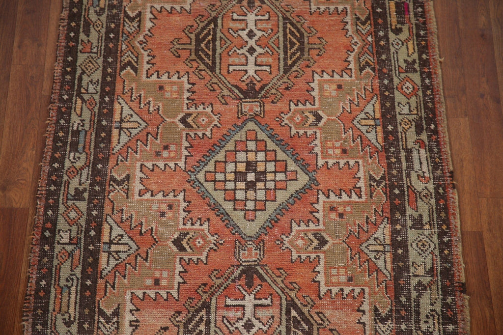 Geometric Heriz Persian Runner Rug 3x13