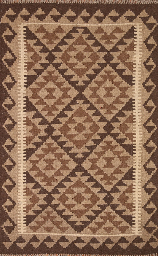 Reversible Wool Kilim Geometric Area Rug 3x5