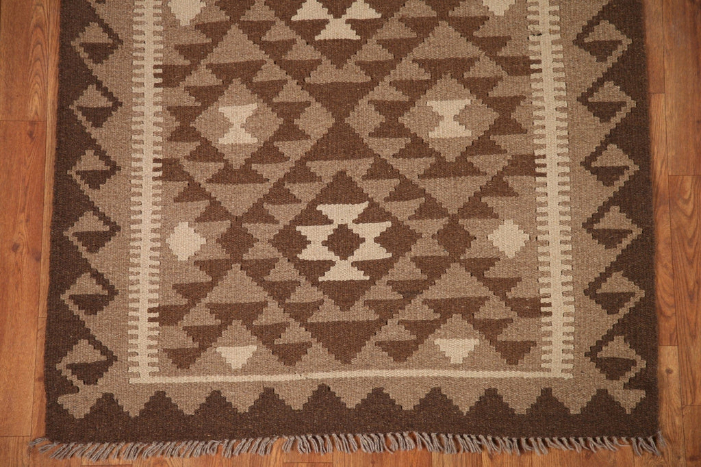 Brown Wool Kilim Oriental Area Rug 3x5