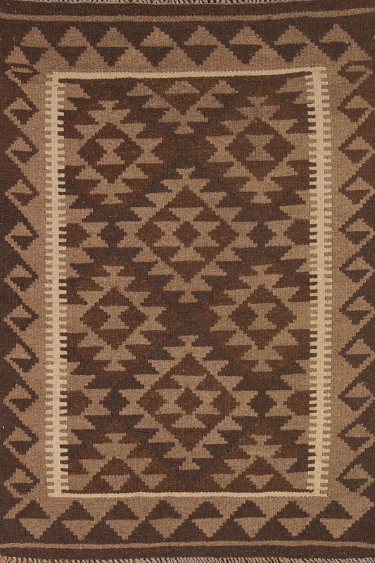 Brown Kilim Reversible Area Rug 3x5