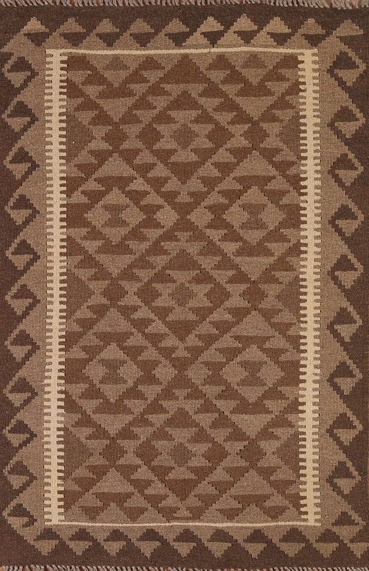 Brown Reversible Kilim Oriental Area Rug 3x5