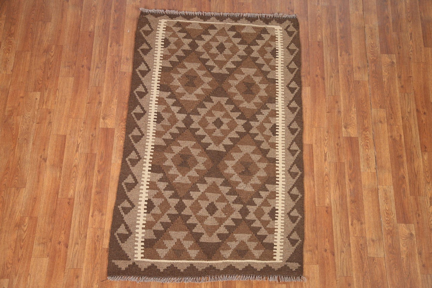 Brown Wool Kilim Oriental Area Rug 3x5