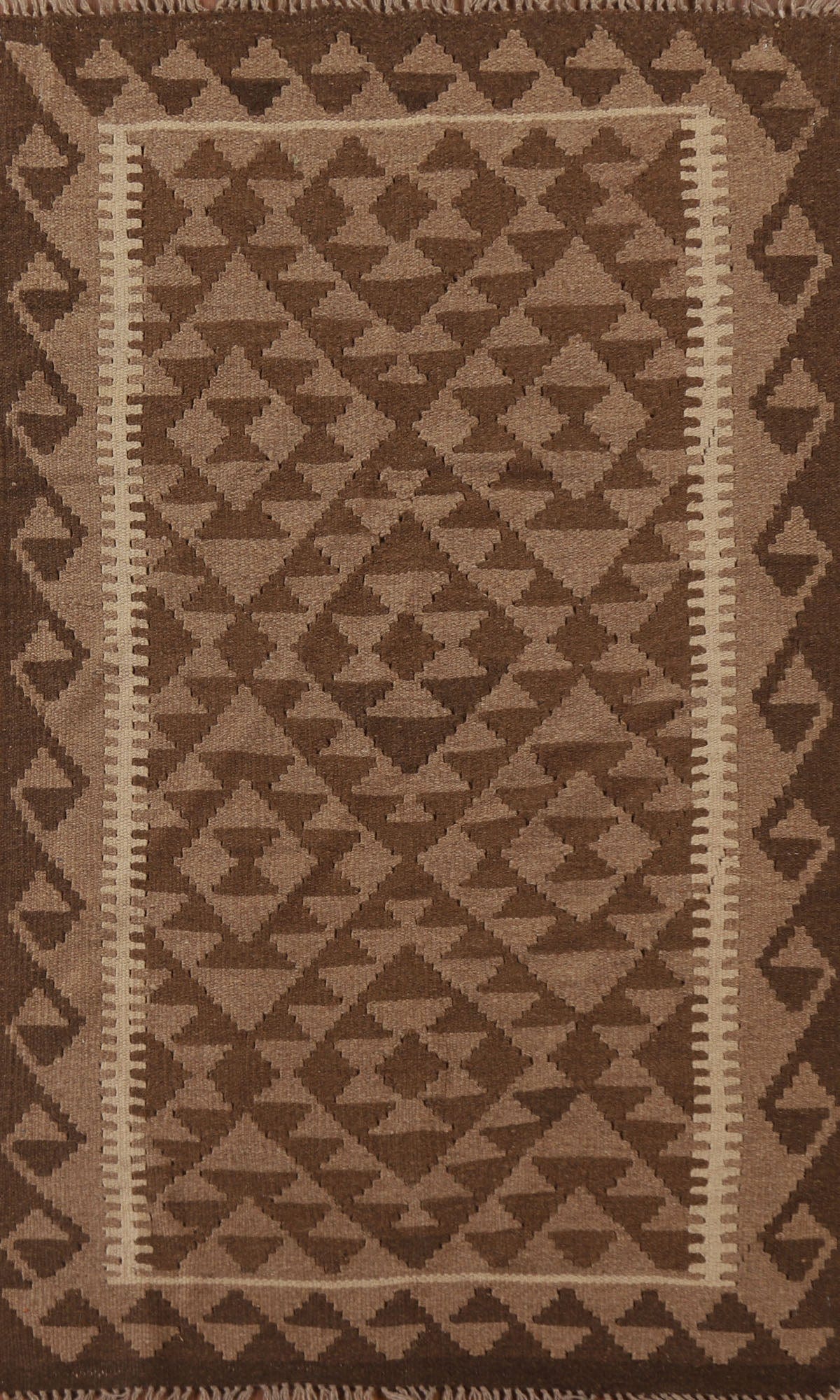 Reversible Wool Kilim Brown Area Rug 3x5