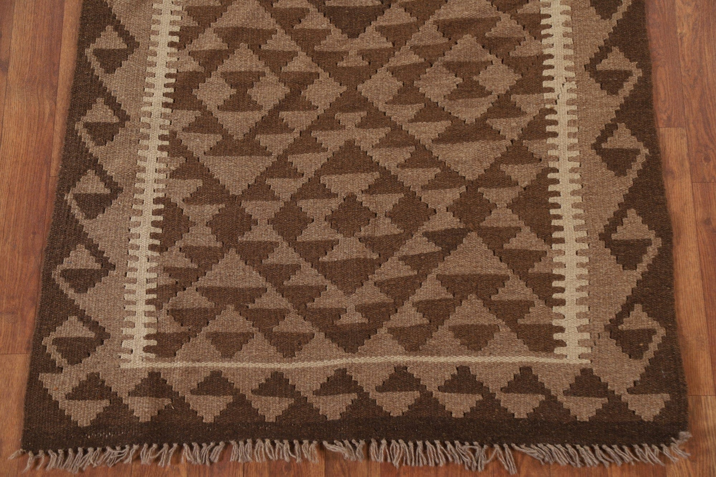 Reversible Wool Kilim Brown Area Rug 3x5