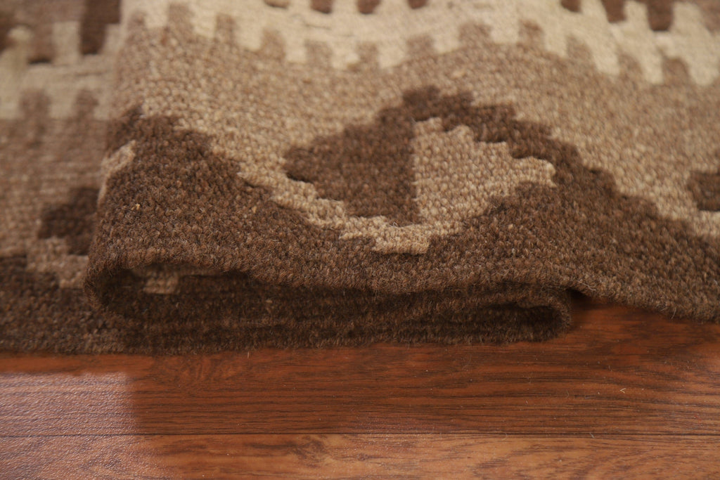 Reversible Wool Kilim Brown Area Rug 3x5