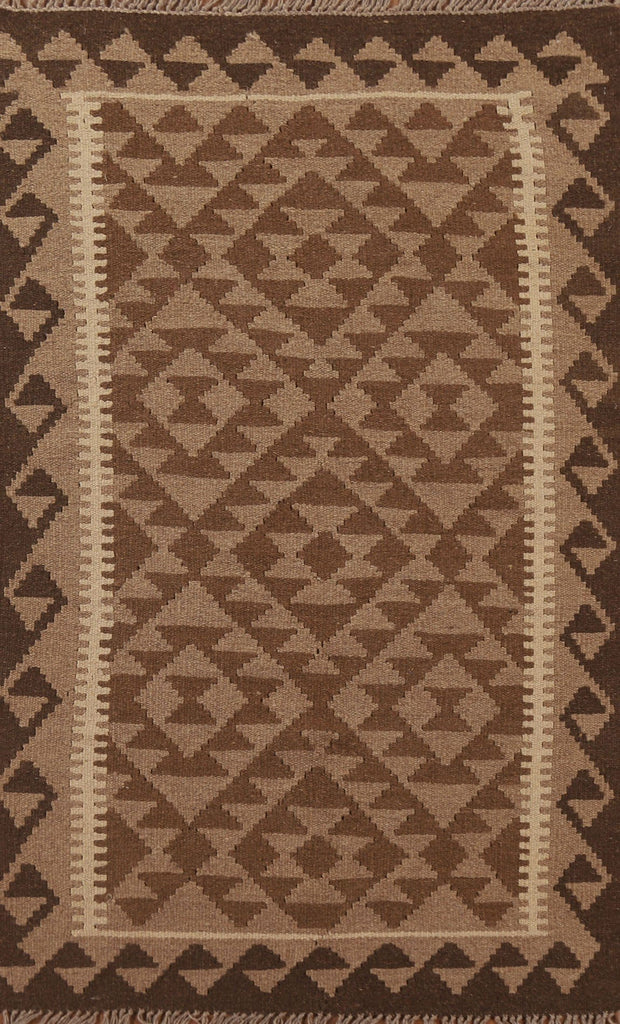 Brown Kilim Reversible Area Rug 3x5