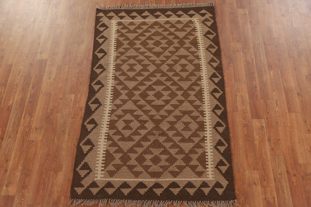 Brown Kilim Reversible Area Rug 3x5