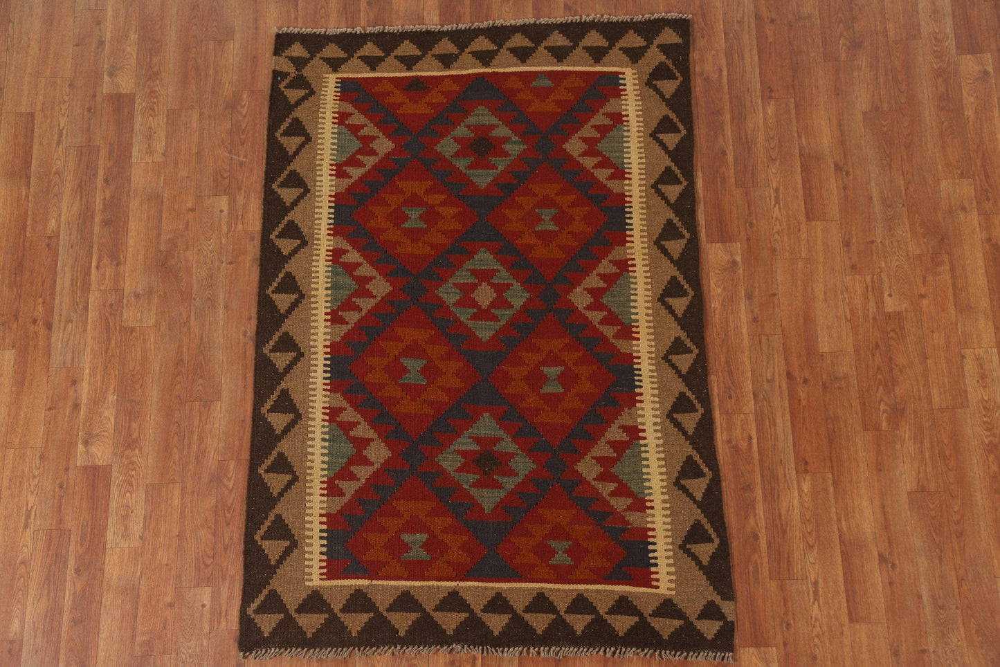 Reversible Wool Kilim Oriental Area Rug 4x6