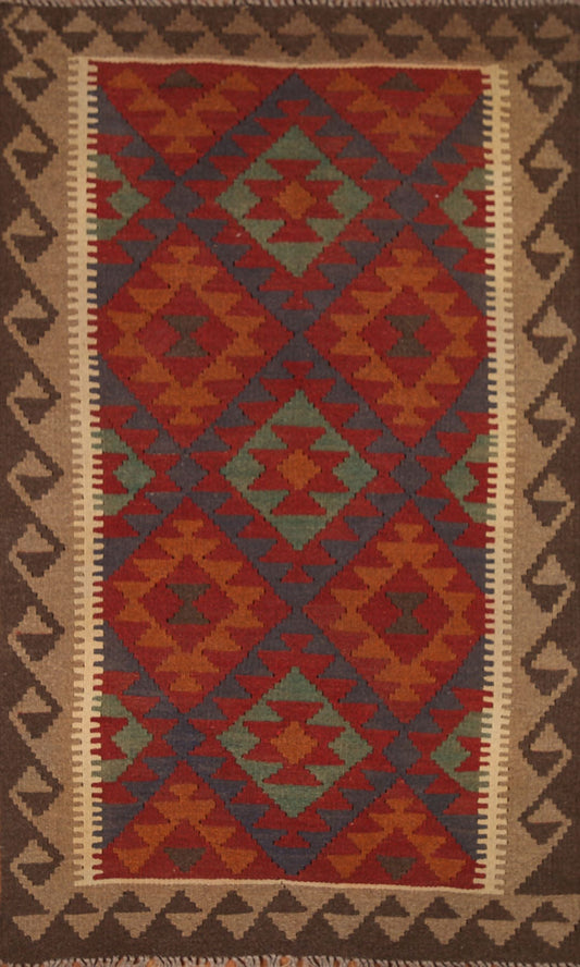 Reversible Wool Kilim Oriental Area Rug 3x5