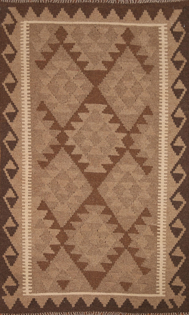 Reversible Brown Kilim Oriental Area Rug 3x5