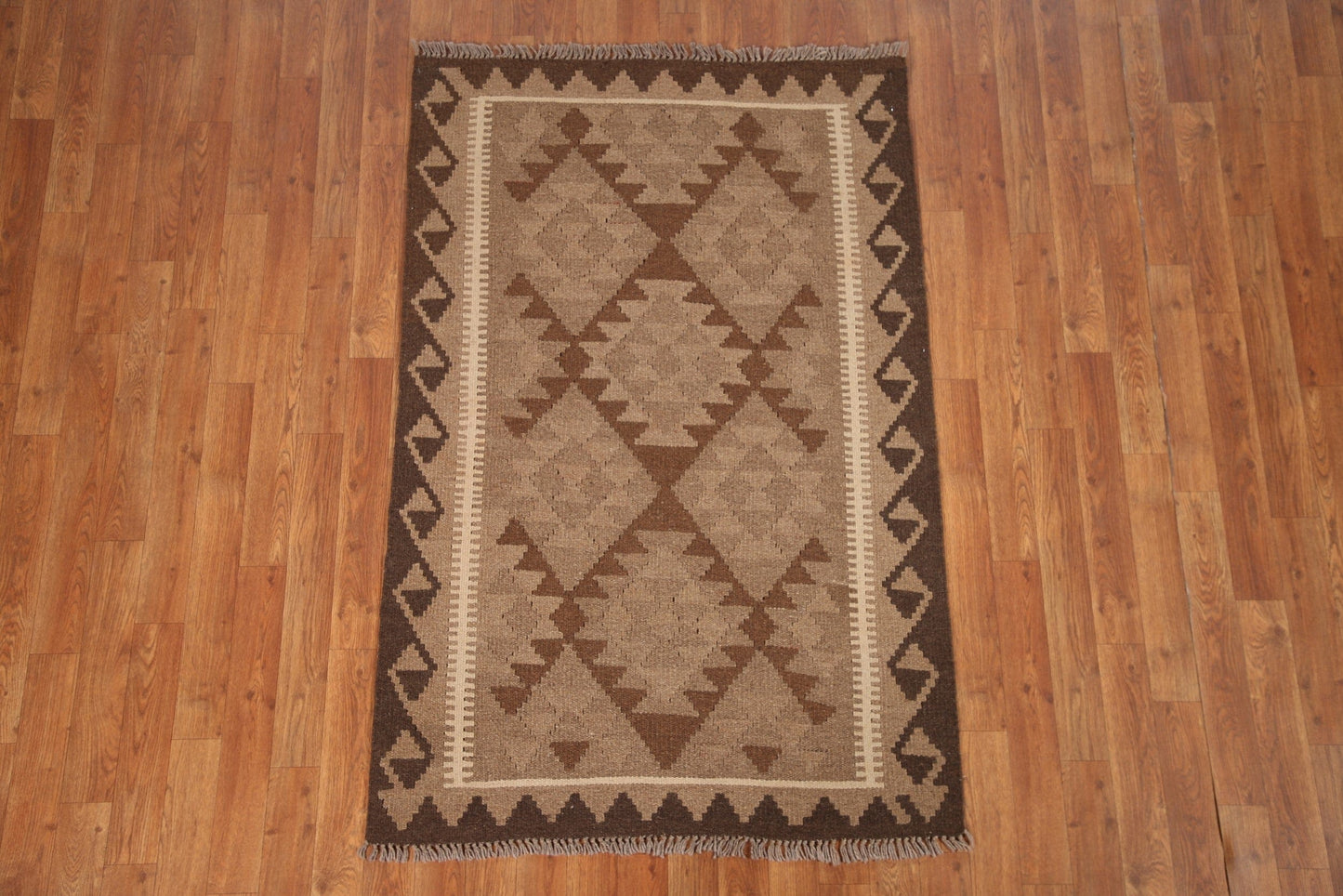 Reversible Brown Kilim Oriental Area Rug 3x5