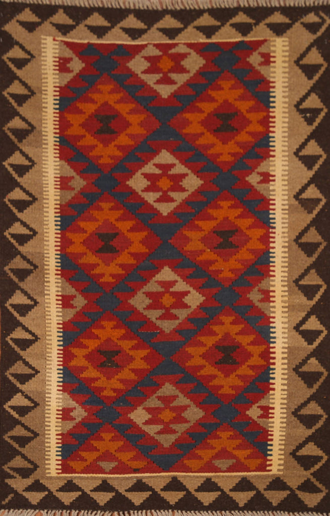 Reversible Wool Kilim Oriental Area Rug 3x5