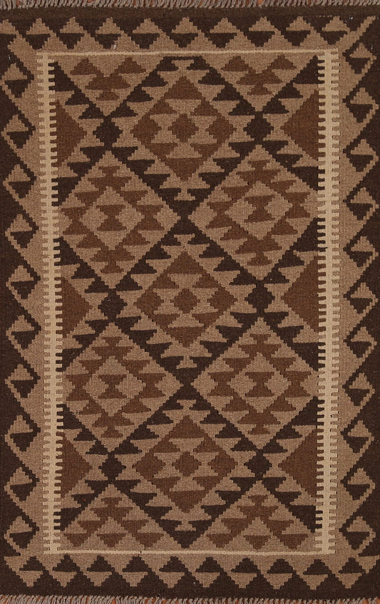 Brown Wool Kilim Oriental Area Rug 3x5