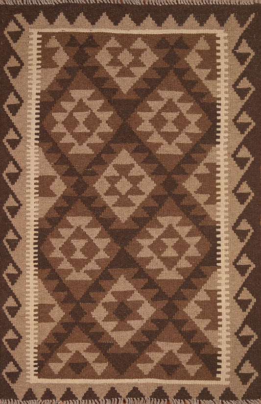 Geometric Kilim Reversible Wool Rug 3x5