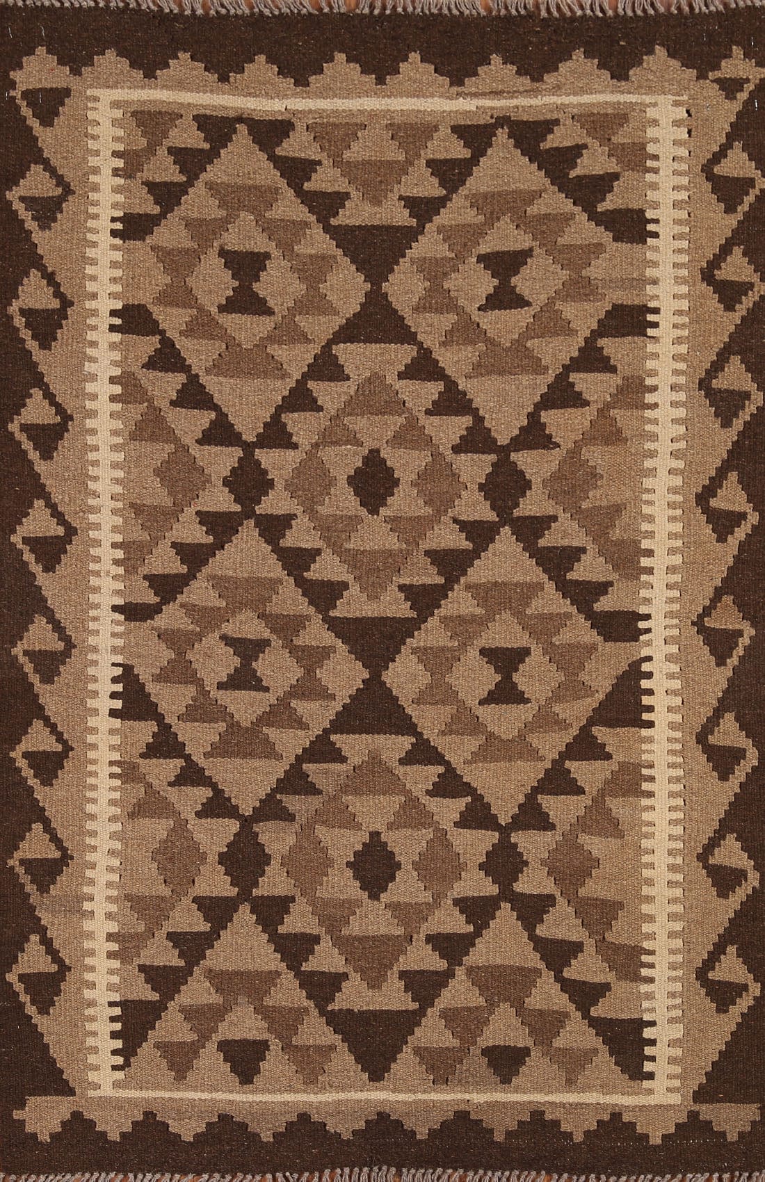 Brown Wool Kilim Oriental Area Rug 3x5